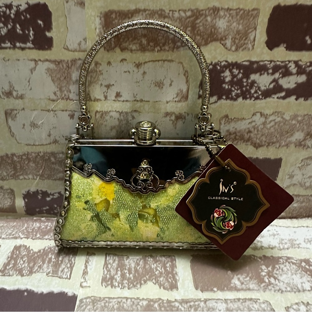 Classical Style Yellow and Silver Clutch Metal mini Bag
